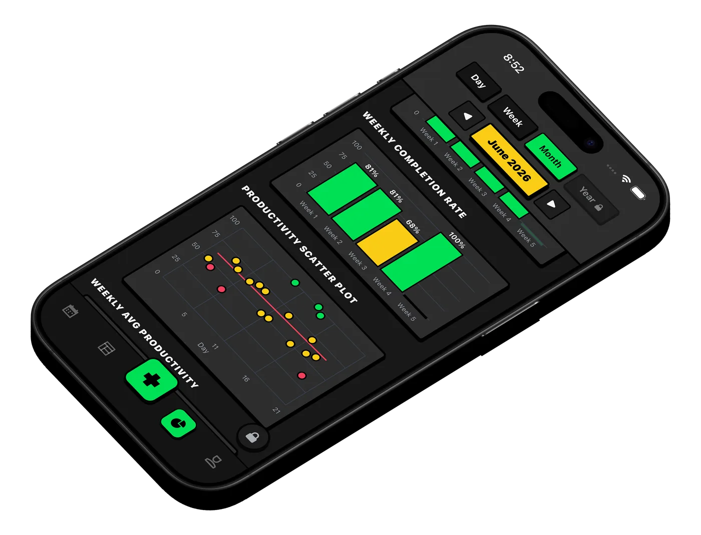 Tervity statistics screen shown on an iPhone